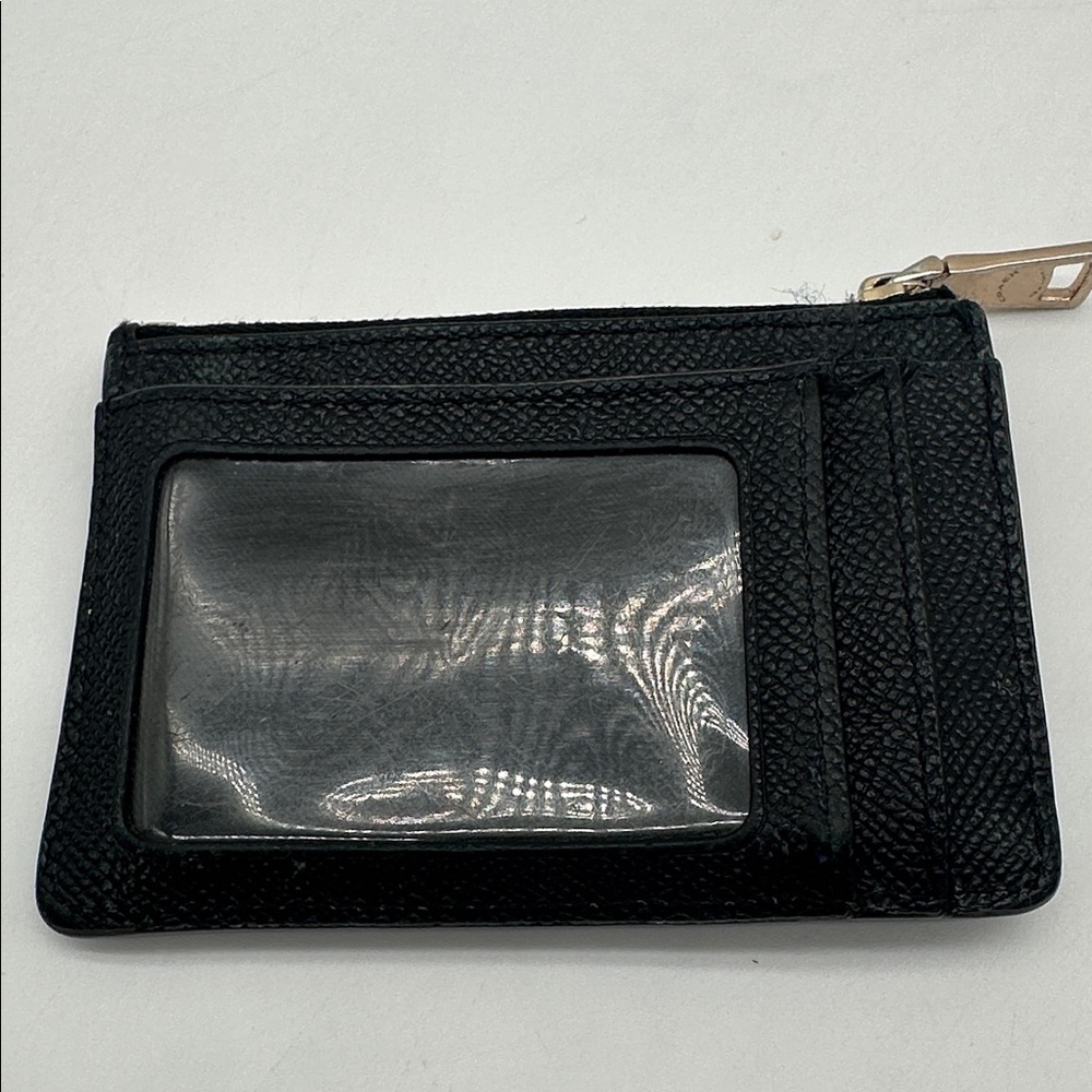 Coach Mini Skinny Cross Grain Leather ID Case Zip Top Closure Attached Key Ring - Picture 2 of 7